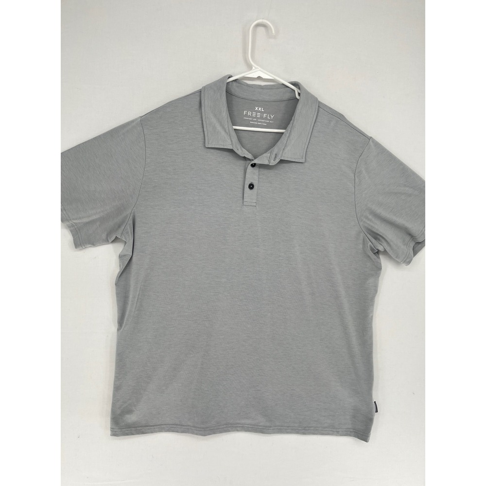 Free Fly Mens Bamboo Polo Shirt Short Sleeve Gray Heather Size XXL